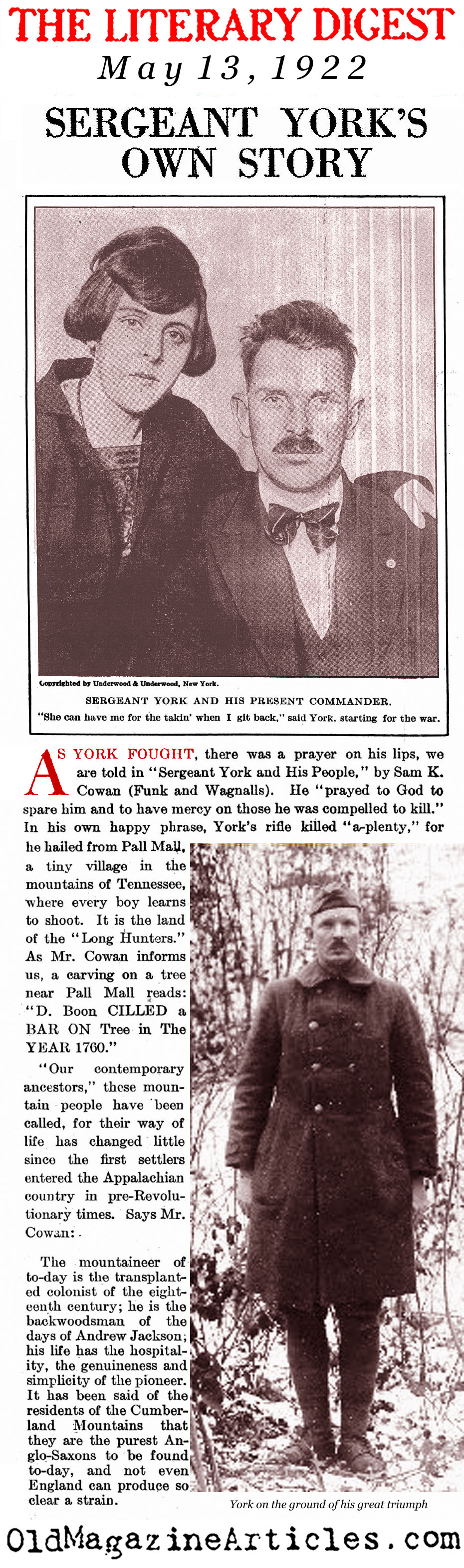 Sergeant York's Side of the Story (Literary Digest, 1922)